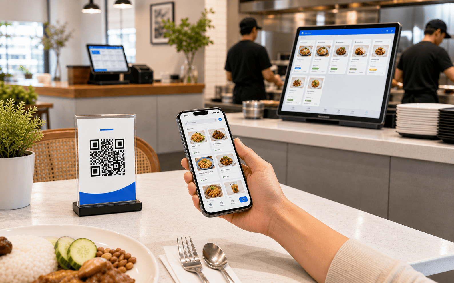 Kitchen notification interface for QR ordering preparation workflow